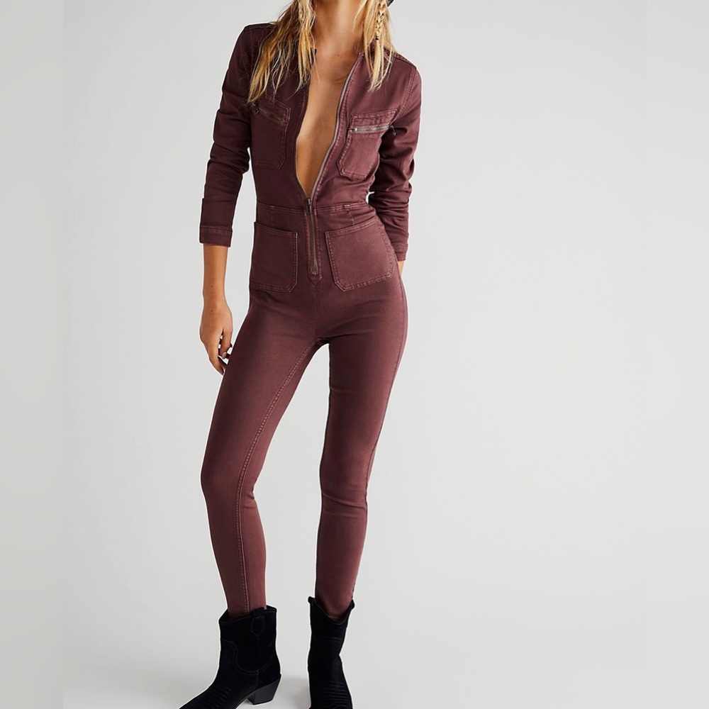 Free People Lennox Jumpsuit Size Medium Denim